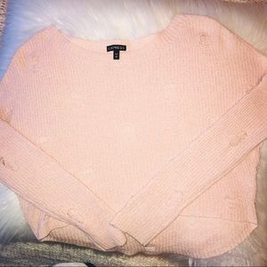 Express Distressed Fuzzy Knit Sweater